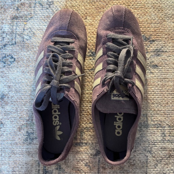 Adidas Okapi Purple Suede Shoes with White Stripes - Picture 4 of 14